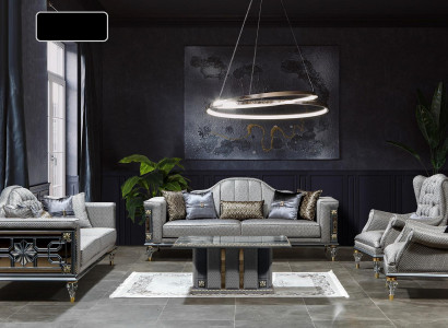 Luxury sofa set Sofa 3311 Seater Armchair three-seater Fabric 5-piece gray
